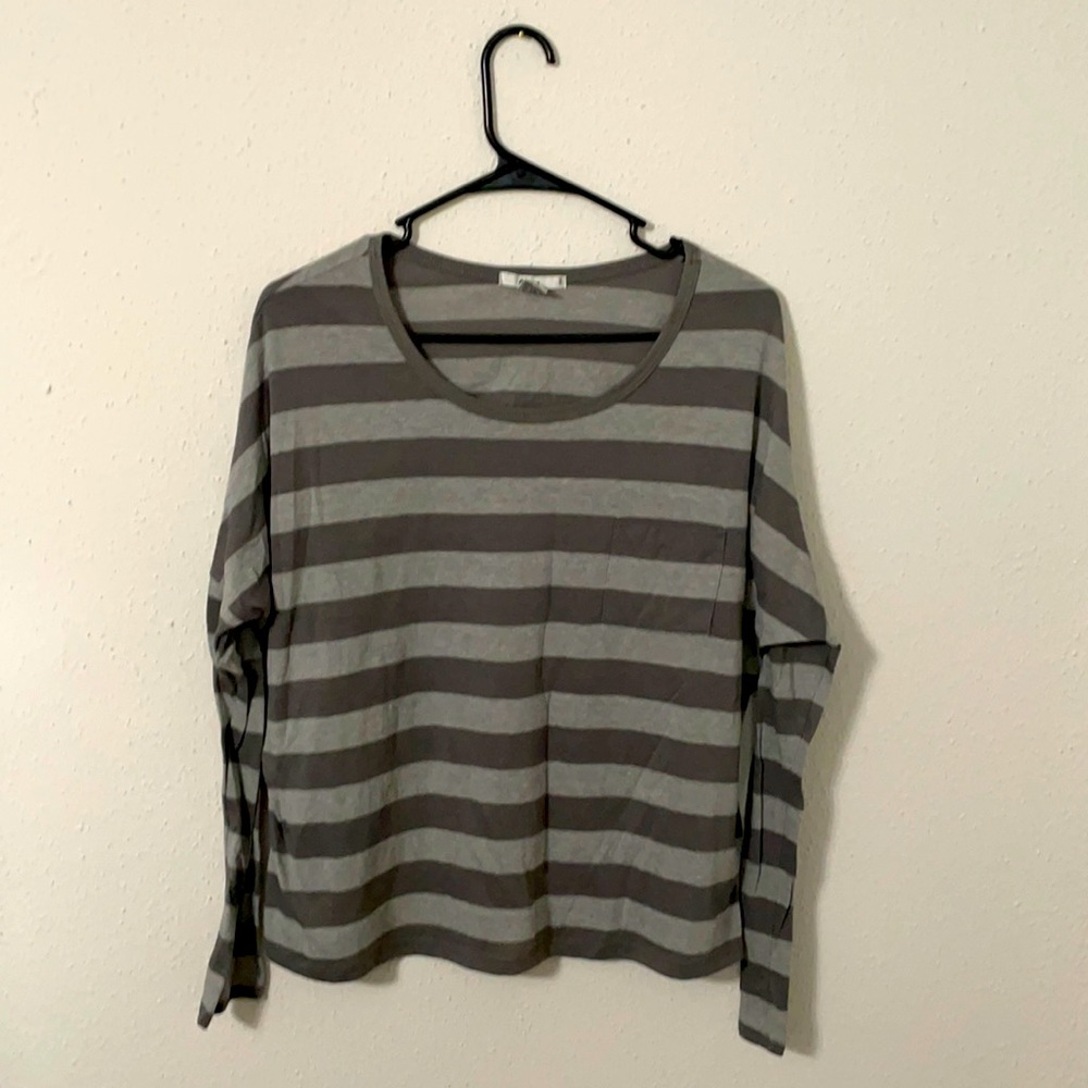 Gray Stripped Long-Sleeve Shirt
